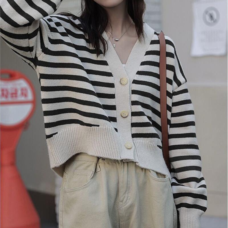 Kolegiální styl Volný Ležérní Svetr Pletený Kardigan Dámský Podzimní a Zimní Líný Krátký Svetrový Kabát Kardigan Pohodlný Všestranný Módní