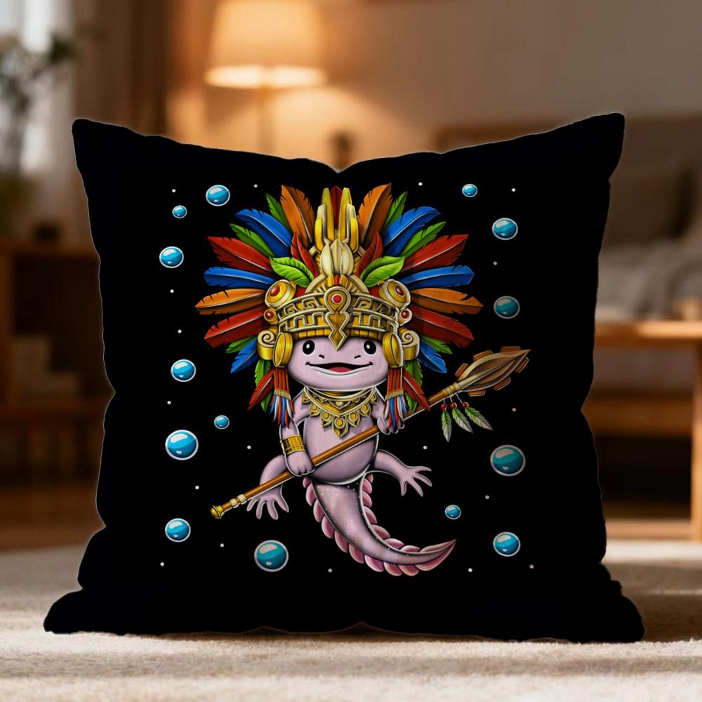 Hot A-AAxolotl Cushion Cover Soft Washable Pillow Case Multi-Scene for Couch Bed Travel Office Use