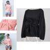 Trendy Loose-fit Chiffon Lantern Sleeve Top With Bowknot For Women Spring