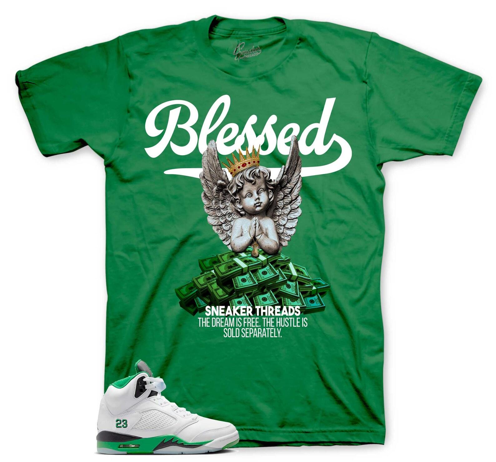 Shirts To Match Retro 5 Lucky Green AJ5 - Blessed Angel Sneaker Tee 2XL