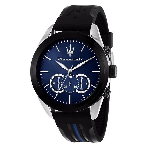 Maserati Orologio da Uomo Traguardo Cronografo Cinturino in Gomma Quadrante Blu Sunray Quarzo R8871612044 100M
