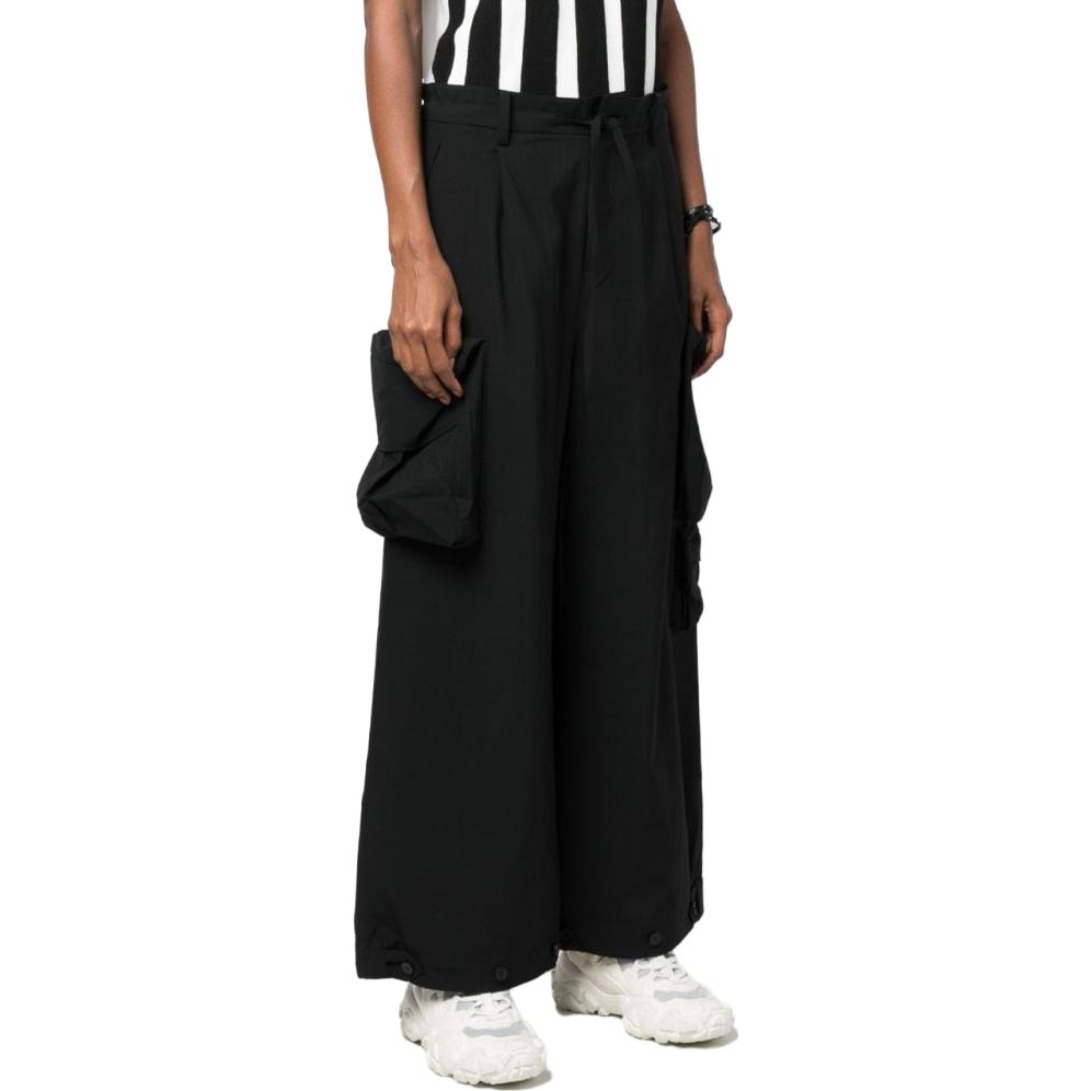 Y-3 Solid Color Zipper Fly Loose Straight Casual Pants Women pants Black IL2034