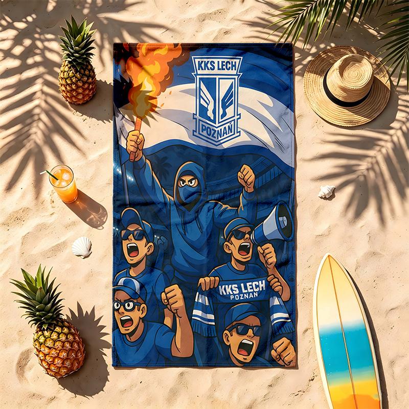KKS Lech Poznan (1) Theme Beach Towel Sand Resistant Soft And Comfortable Suitable For The Pool Camping Yoga And Diving A Travel Essential