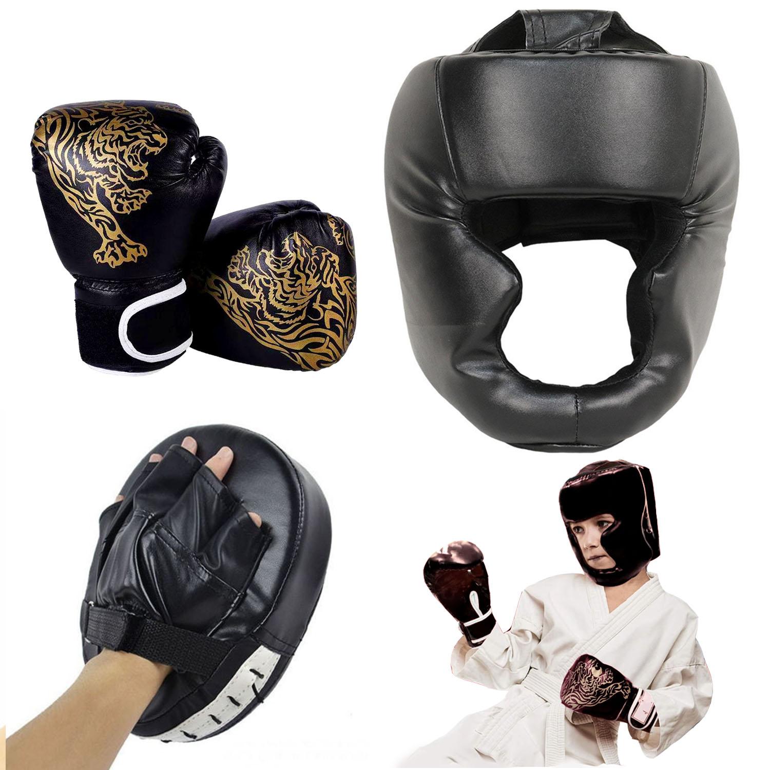 

Adults/child MMA Safety Boxing Gloves Helmet Head Gear Protectors PU Leather Gloves Kids Boxing Training Kickboxing Boxer Target aldult