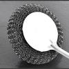 Ergonomic Stainless Steel Wool Scrubber with Long Handle and Replaceable Heads for Deep Cleaning Dishes Pots Pans Grills