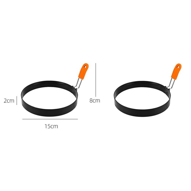 Non-Stick Stainless Steel Fried Egg Ring with Silicone Handle Scrambled Eggs Shaper Mold for Perfect Fried Eggs JDGJ009