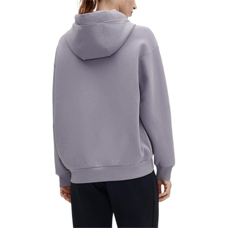 FILA Athletics Loose Simple Sports Casual Knit Hooded Long Sleeve Sweatshirt Women sweatshirt Dark-Purple A11W241213F-DP