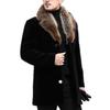 Men Woolen Coat Faux Fur Collar Solid Color Single-breasted Slim Fit Coldproof Top Outwear Autumn Winter Windbreaker Jacket for Daily Wear