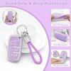 PIFOOG Key Fob Cover for Jeep Cherokee Grand Cherokee Compass Renegade Accessories Purple Bling Keychain 5 Button Car Keys Case Shell Full Covers