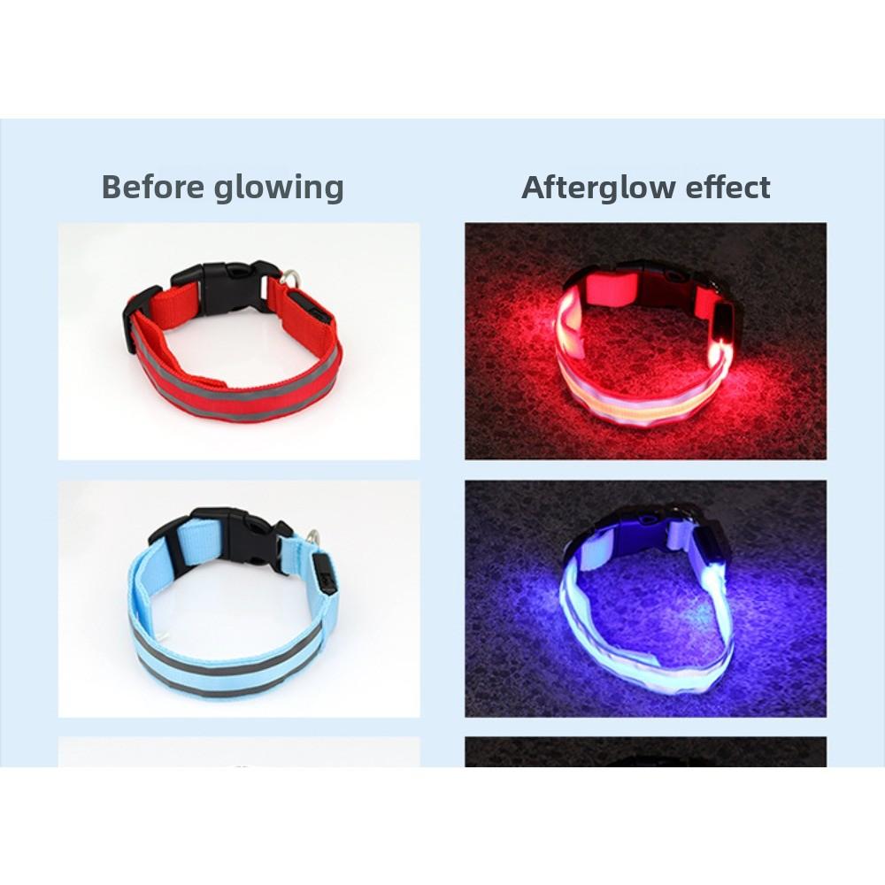 Anti-lost Led Luminous Dog Collar Pet Supplies Night Dog Walking, Collar USB Charging Comes with Reflective Material
