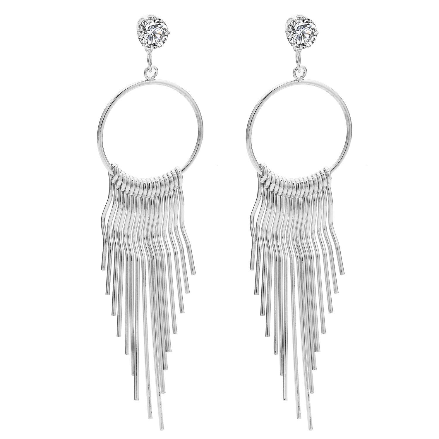 

Длинные серьги-кисточки с геометрической металлической бахромой в стиле ретро со стразами