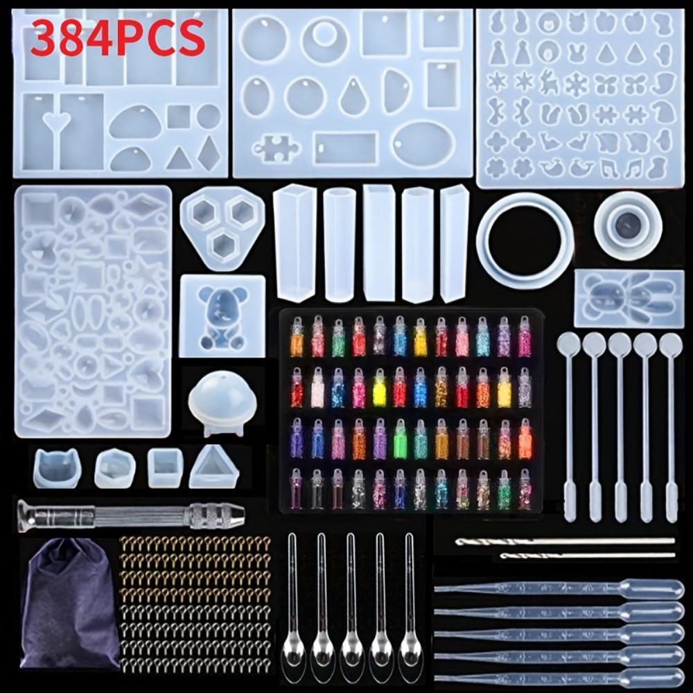 Clear Epoxy Resin Silicone Epoxy Mold Set Bear Casting Mold Epoxy Resin Molds Kit  Office Decor 384Pcs/Set