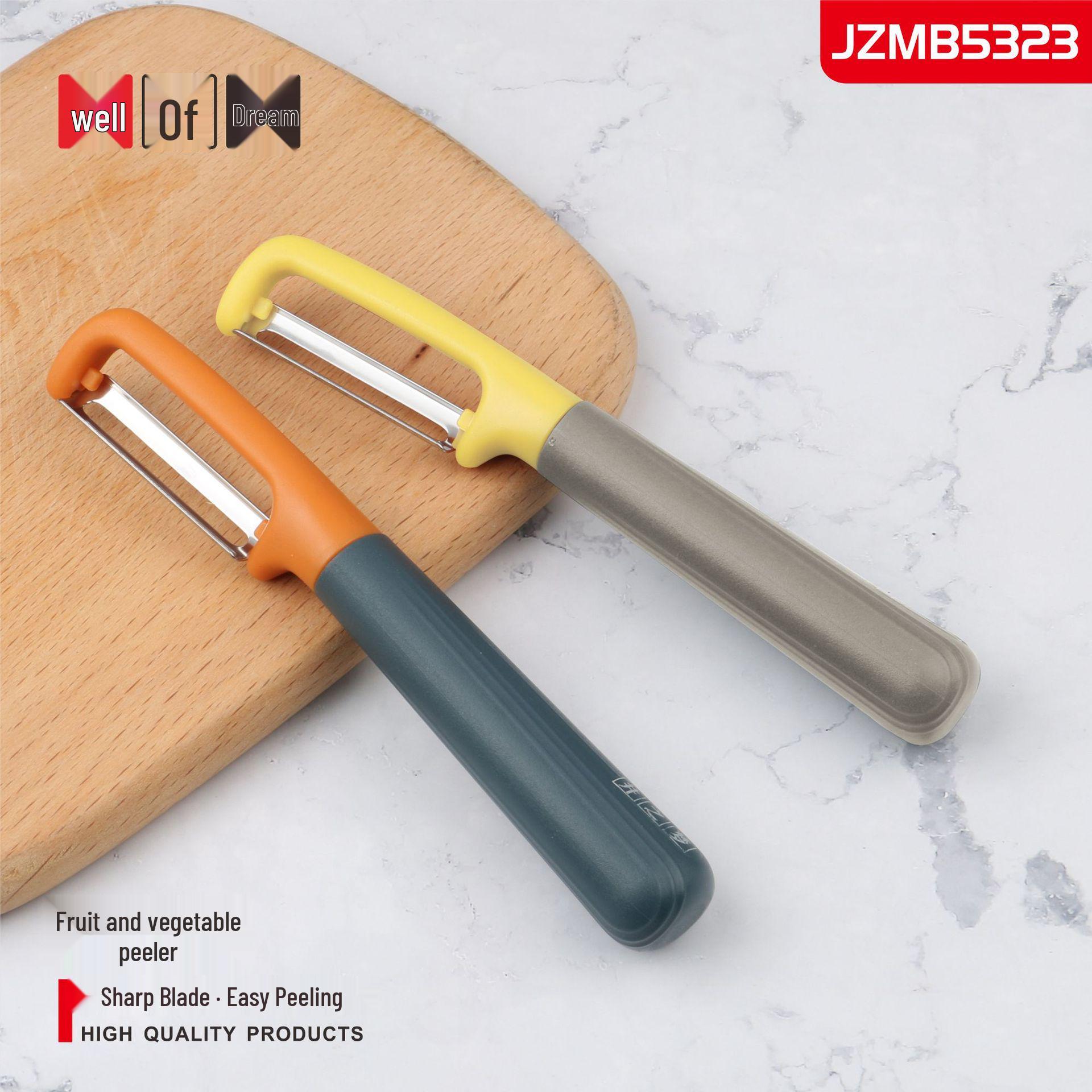 Jingzhi Meng Stainless Steel Kitchen Melon Grater & Fruit Peeler with Color Block Design No