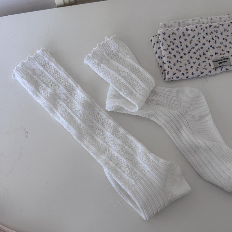 

Ladies New Sweet Hollow Wooden Ear Edge Ballet Wind Suction Sweat In The Tube Stack Socks 1 pair белый