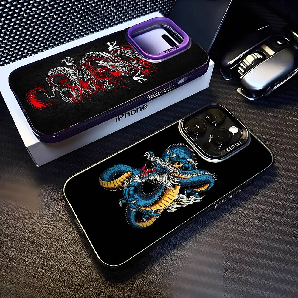 Yakuza Drachen Tattoo Handyhülle Für iPhone17,16,15,14,13,12,11 Plus,Pro Max Lila Matt Stoßfeste Hülle