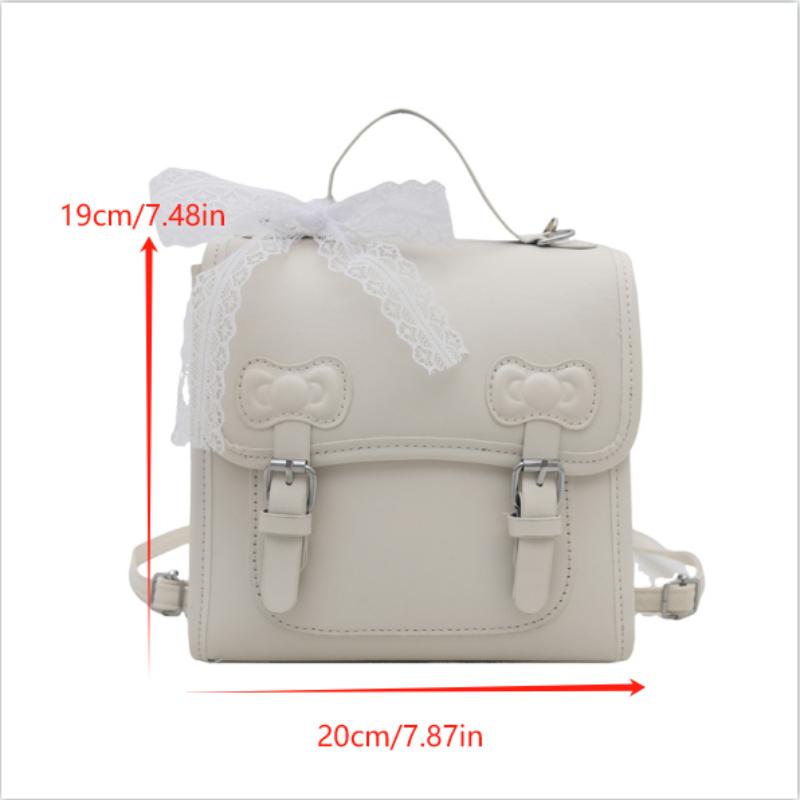 Cute College Style Bowknot Pu Backpack Handbag Lace Bow Ribbon Charm Shoulder Bag Sweet Trendy Women Girly Crossbody Bags Gifts