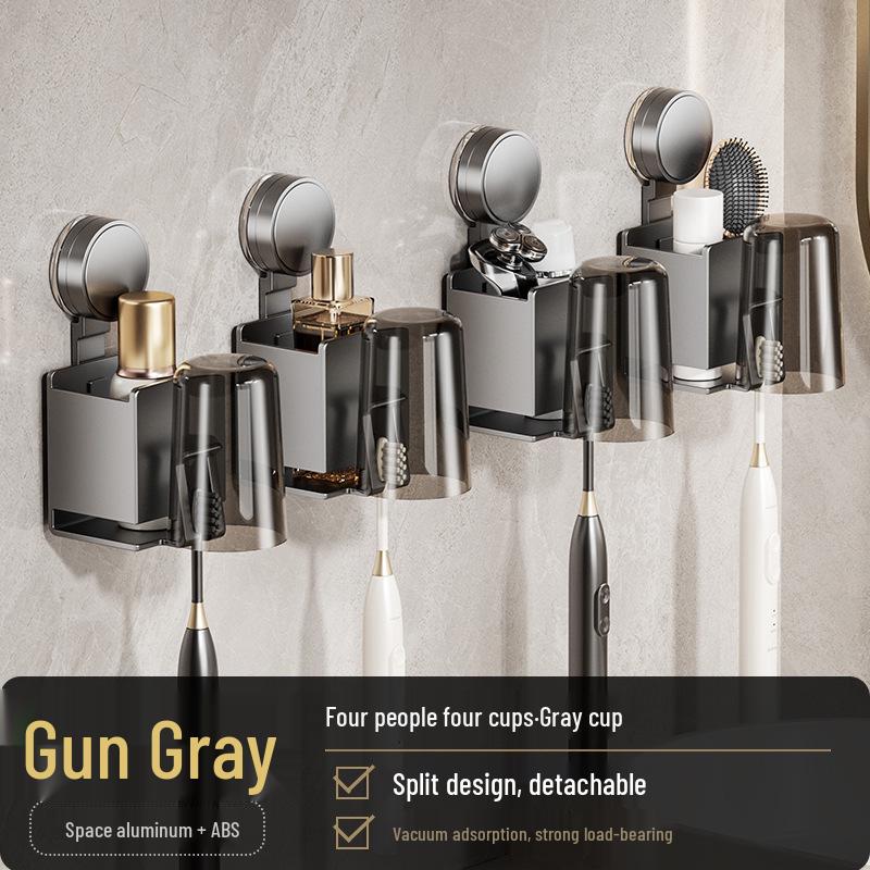 

Держатель для зубных щеток и ополаскивателя для рта на присоске из космического алюминия - Органайзер для электрических зубных щеток без сверления