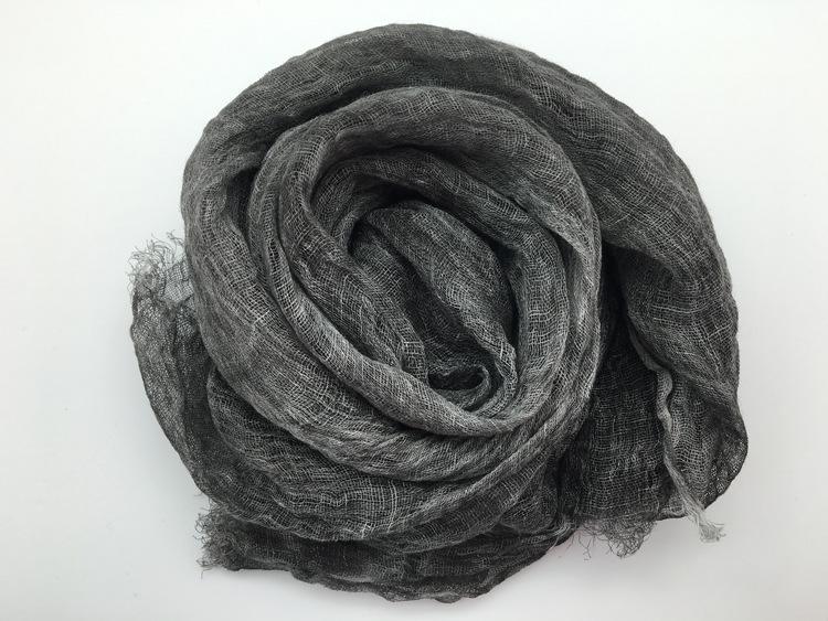 Japanese Natural Texture Linen Scarf Unisex Pleated Burr Edge Decorative Cotton And Linen Scarf Summer Sun Protection Shawl