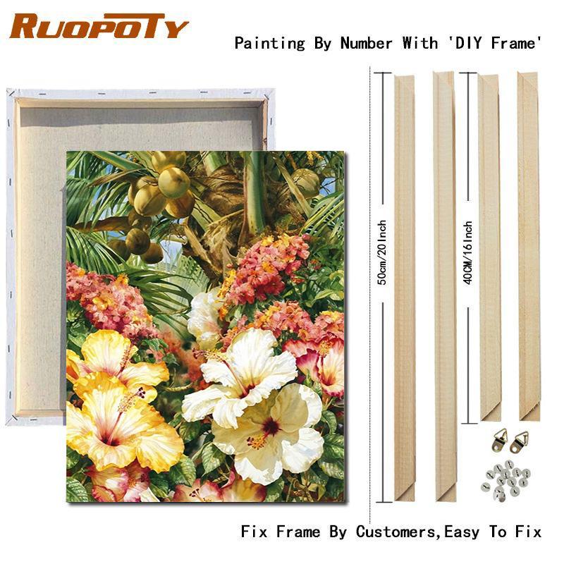 RUOPOTY Painting By Numbers Vase Hand Painted Pictures By Number Flower On Canvas Home Decoration DIY Gift Wall Art