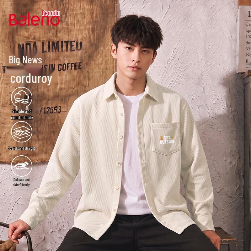 Baleno Men's Retro Oversized Long Sleeve Corduroy Shirt