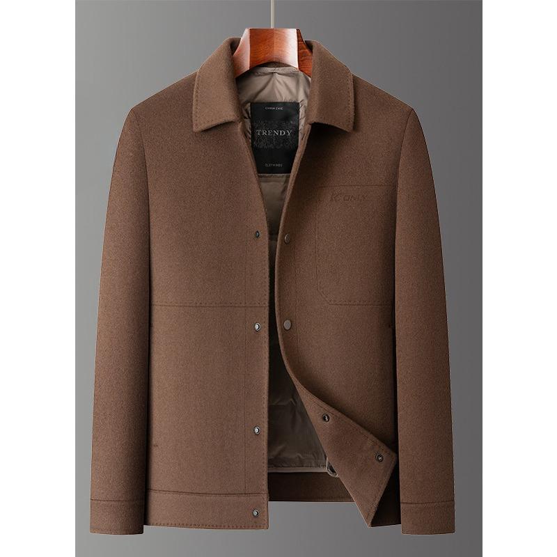Double-sided woolen woolen coat men's removable down lining jacket winter thickened business casual short lapel