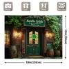 2D Vintage Irische Vieux Pub Fassade Hintergrund mit Grünem Efeu und Klee