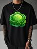 Unisex Summer Oversized T Shirt Green Cabbage Vegetable Graphic Short Sleeve Loose Tees Streetwear Male Daily Casual Fashion Tops