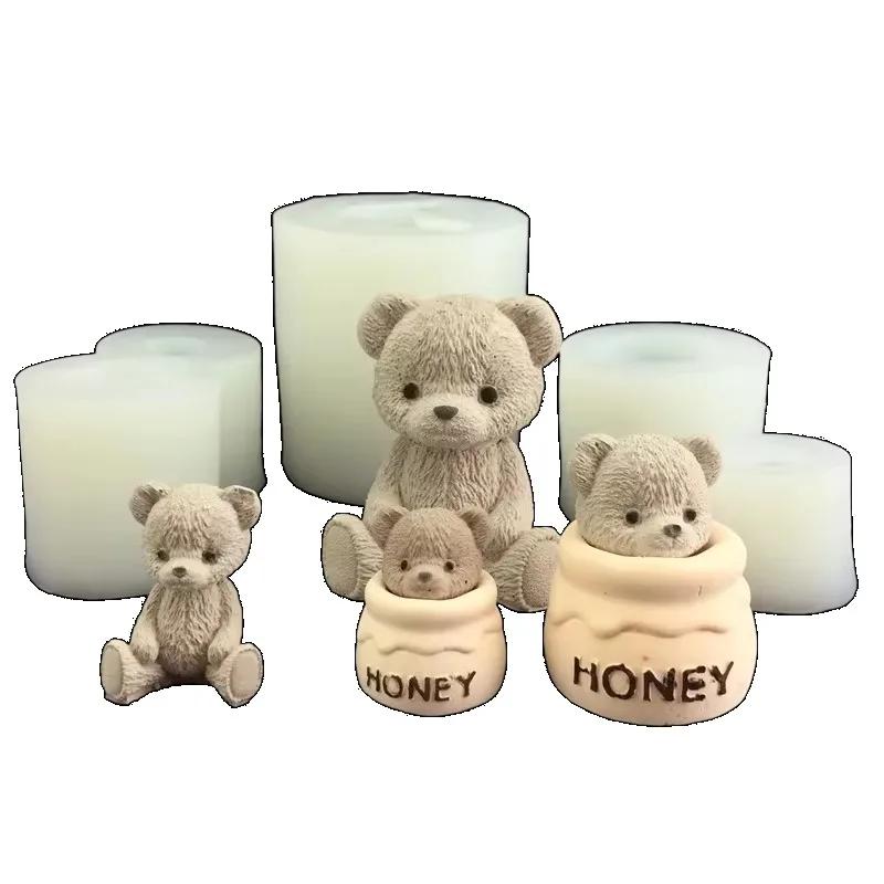 Neue Silikonkerzenform Kuchenbackform Aromatherapie Creme Tropfenform Niedlicher Teddybär Honigglas