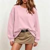 Women's Color Neck Long Sleeve Sweatshirt Pullover Top for Casual Everyday Wear