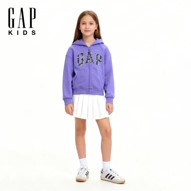 Gap Girls  Logo Embroidered Zipper Hooded Sweatshirt M