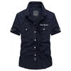 2024 Men's Washed Cotton Short Sleeve Military Shirt, Loose Fit Plus Size Outdoor Workwear