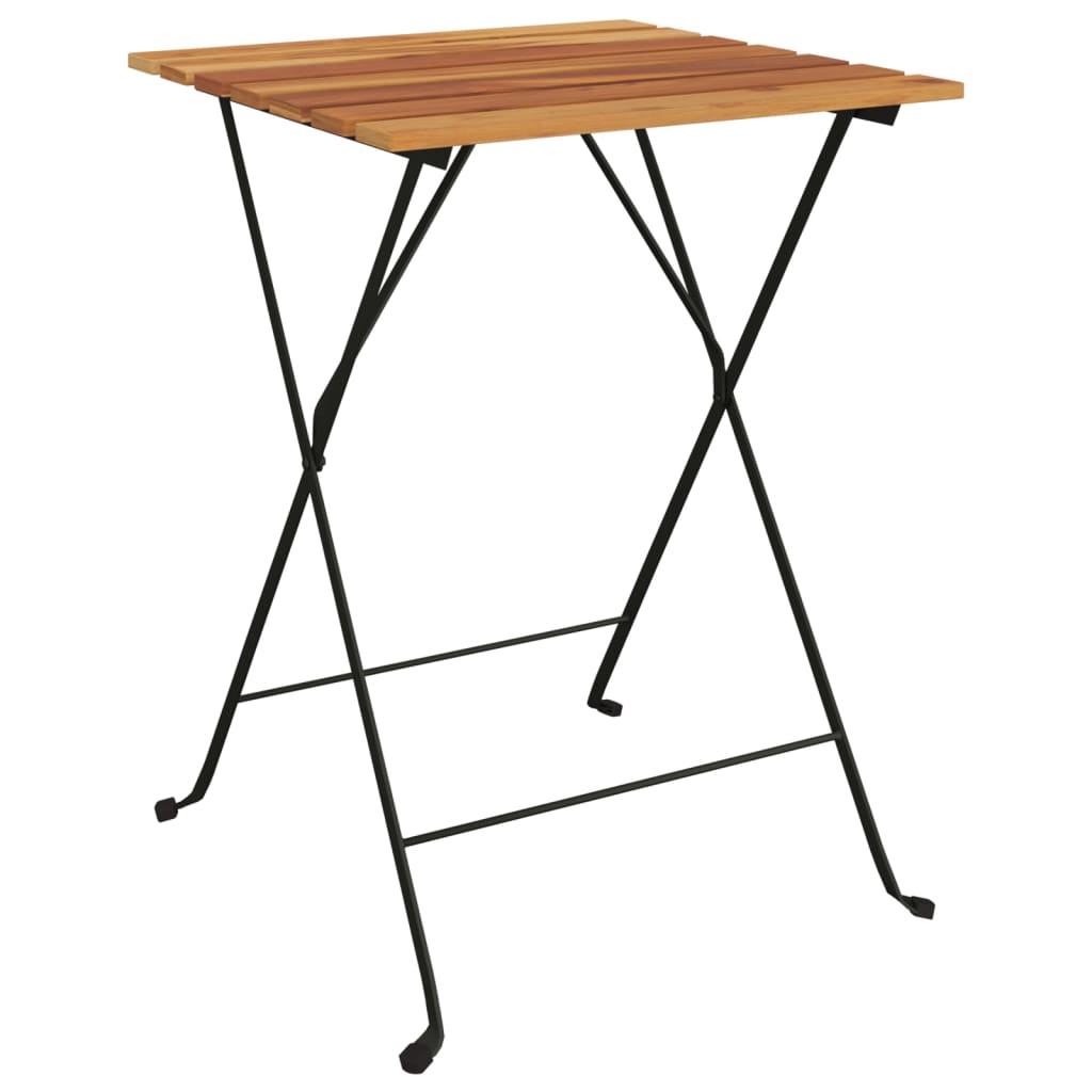Składany Stolik Bistro, 55X54X71 Cm, Lite Drewno Tekowe I Stal