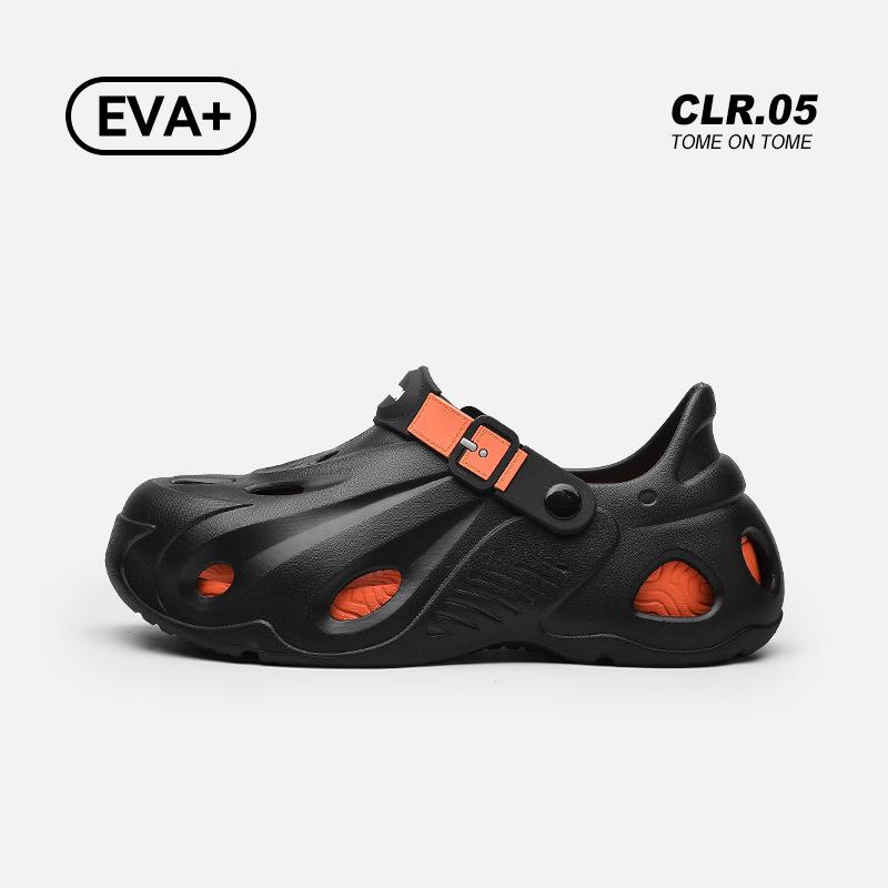 Hole shoes for men, outdoor non-slip and non-smelly, soft-soled feet, wading beach sandals, breathable thick-soled cool slippers for men