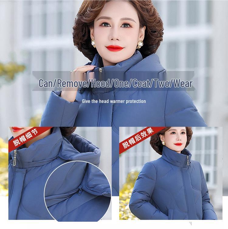 Stylish Short Down Jacket for Petite Middle-Aged & Elderly Women - Winter Warmth, Thick, White Duck Down