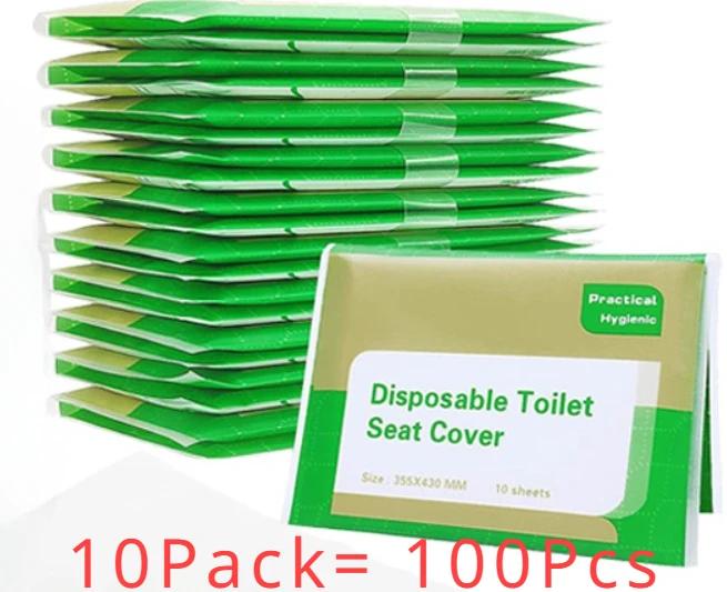 100PCS Disposable Toilet Seat Cover Portable Travel Camping Hotel Bathroom Degradable Waterproof Toilet Mat Accessories