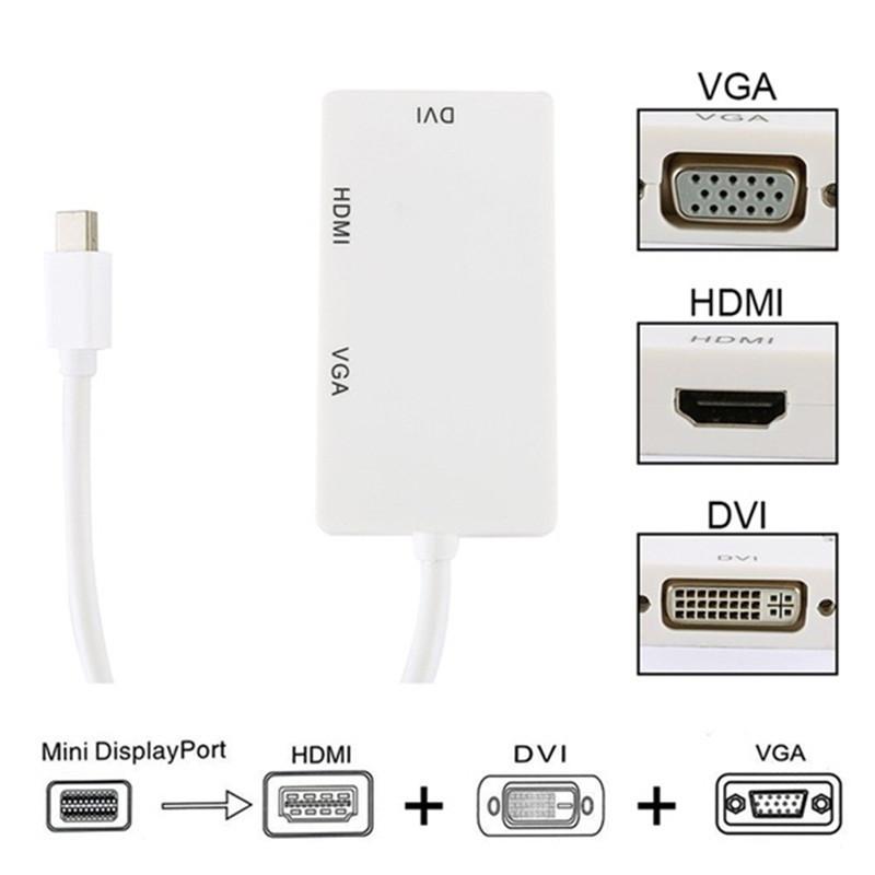 Bolt Mini Thunder Dp To Vga Hdmi Dvi 3in1 Adapter Converter Cable Display Port