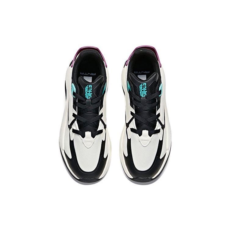 Anta Lifestyle Series Ultra Body Cushioning Breathable Non-Slip Shock Absorbing Durable Low-Top Sneakers Men Sneakers White Black Purple 112118083-2