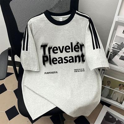 Übergröße Damen Sommer Trend Buchstabenaufdruck Locker Lässig Halbarm Top