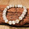 Handmade Natural White Cat's Eye Stone Bracelet, Elegant and Pure White Ideal Gift for Family Loved Ones Suitable for Daily Travel Wedding Wear