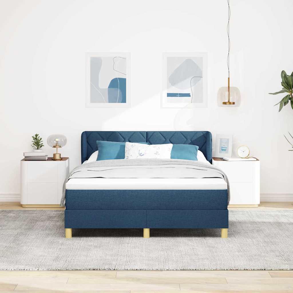 Boxspring bed with headboard Blue 140 x 200 cm Fabric
