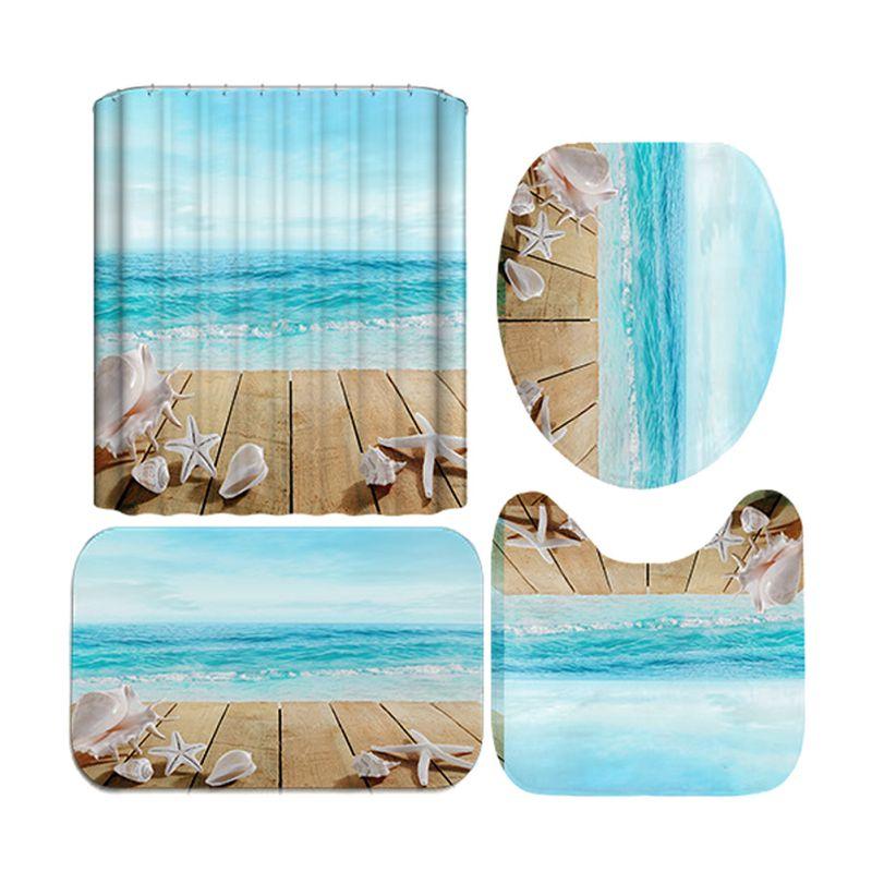 

Рождественская 3D цифровая печать занавеска для душа 4 шт. для украшения дома и отеля