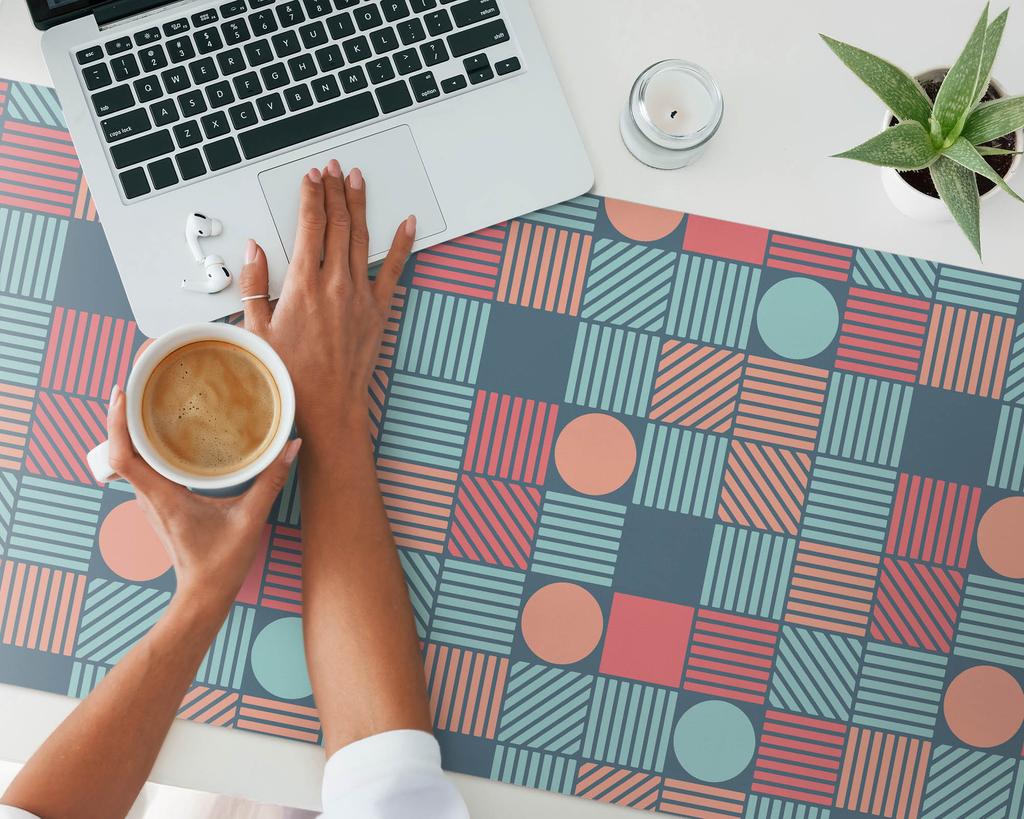 Decorative Desk Mat With Geometric Retro Pattern Graphic 120X60 Cm