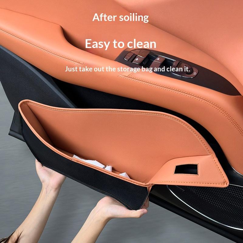 For 24 BYD Sealion 7 Car Door Compartment Storage Pocket Leather Door Groove Pad Anti Slip Noise Reduction Pad Car Accessories