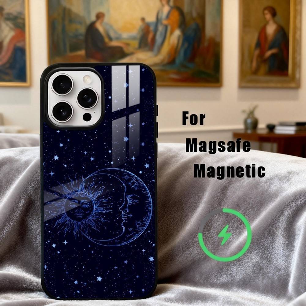 O-Occult W-Witchcraft Moon Gothic Phone Case For iPhone17,16,15,14,13,12,11 Plus,Pro Max Magnetic For Magsafe Wireless Charging iPhone13PROMAX
