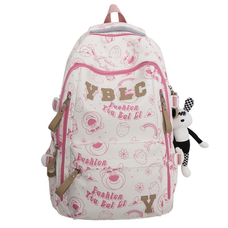 Graffiti Bear Teddy Printed Backpack Large Capacity Travel Bag Schoolbag Student