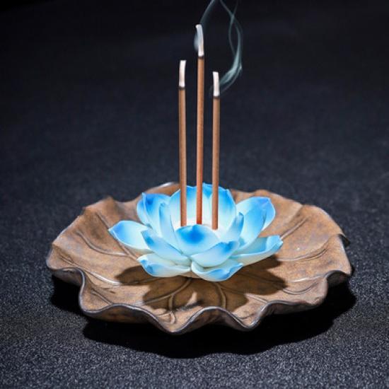 Ceramic Household Antique Lotus Aroma Incense Burner Plate Incense Holder Aromatherapy Furance Buddha Chan