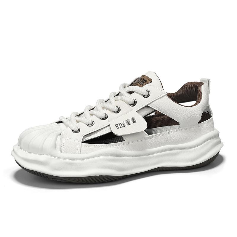 

Spring fashion men s lace-up bread shoes trend new leaking sports shoes student outdoor breathable casual shoes 39