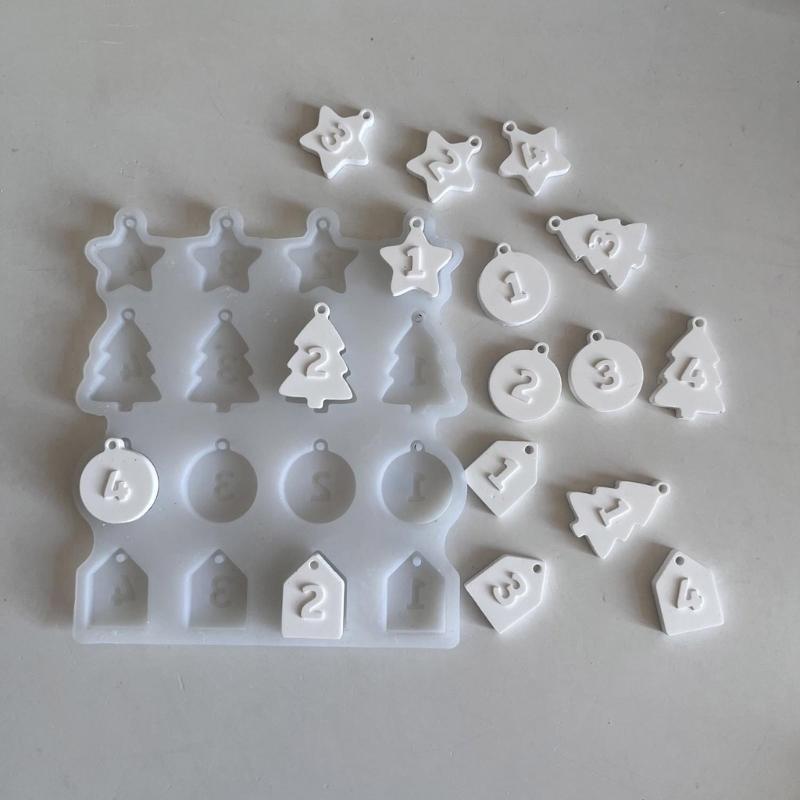 Creative Christmas Tree Ornament Mould Number Figure Pendant Silicone Mold Hanging Accessories Epoxy Resin Jewelry Mold