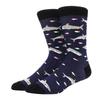 1 Pair Men's Fun Hip Hop Skateboard Beer Happy Art Print Mid Socks, EU38-46
