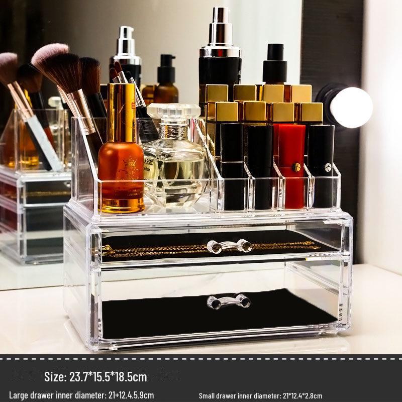 Multifunktionales Transparentes Kristall-Displayständer-Set zur Aufbewahrung von Lippenstift, Puder, Air Cushion und Schmuck